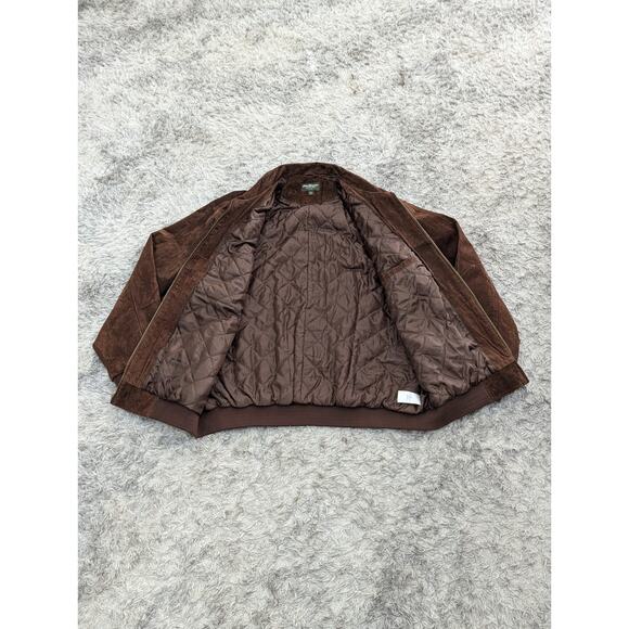 Norm Thompson Mens Brown Suede Leather Insulated Bomber Jacket Size XXL - Picture 10 of 16